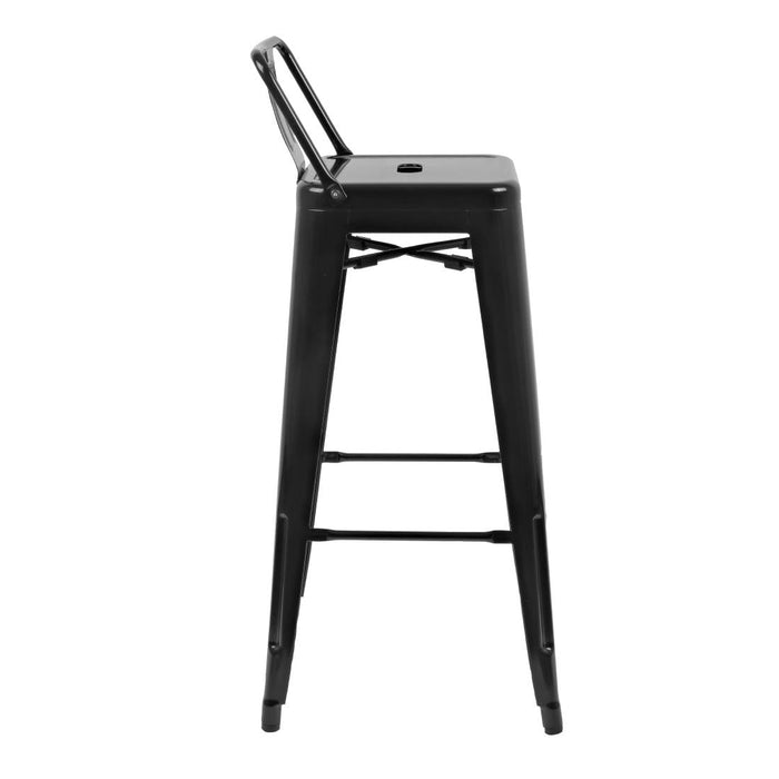 Bolero Bistro Steel High Stool with Backrest Black (4 Pack) Bolero
