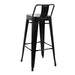 Bolero Bistro Steel High Stool with Backrest Black (4 Pack) Bolero