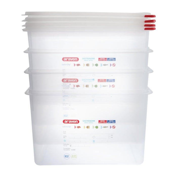 Araven Polypropylene 1/1 Gastronorm Food Storage Box 28Ltr (4 Pack) Araven