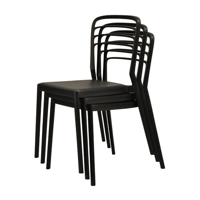 Newquay Ocean Plastic Outdoor Chair in Black (4 Pack) Everyday