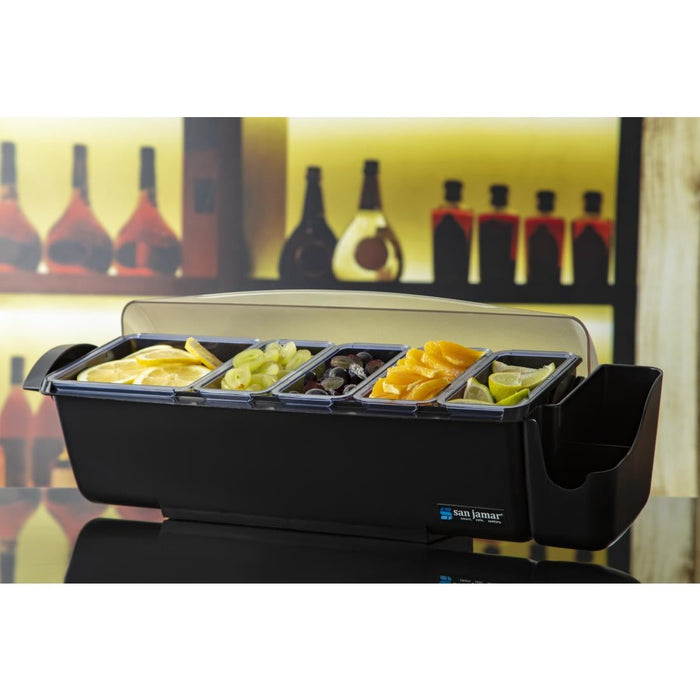 San Jamar  5 Tray Dome Condiment Dispenser Black San Jamar