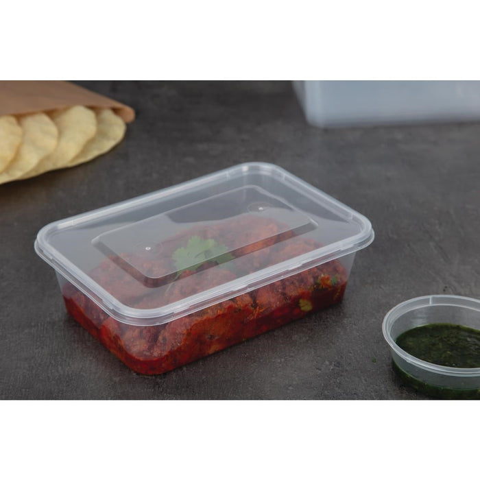 Fiesta Recyclable Plastic Microwavable Containers with Lid Medium 650ml (250 Pack) Fiesta Recyclable