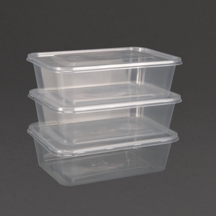 Fiesta Recyclable Plastic Microwavable Containers with Lid Medium 650ml (250 Pack) Fiesta Recyclable