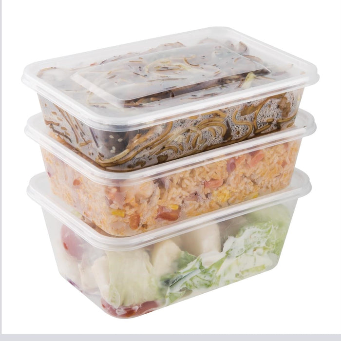 Fiesta Recyclable Plastic Microwavable Containers with Lid Medium 650ml (250 Pack) Fiesta Recyclable