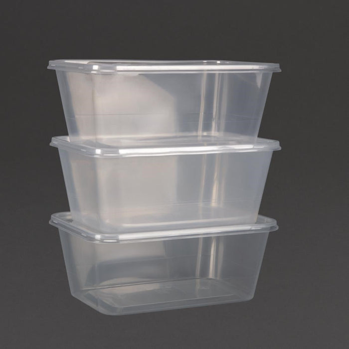 Fiesta Recyclable Plastic Microwavable Containers with Lid Large 1000ml (250 Pack) Fiesta Recyclable