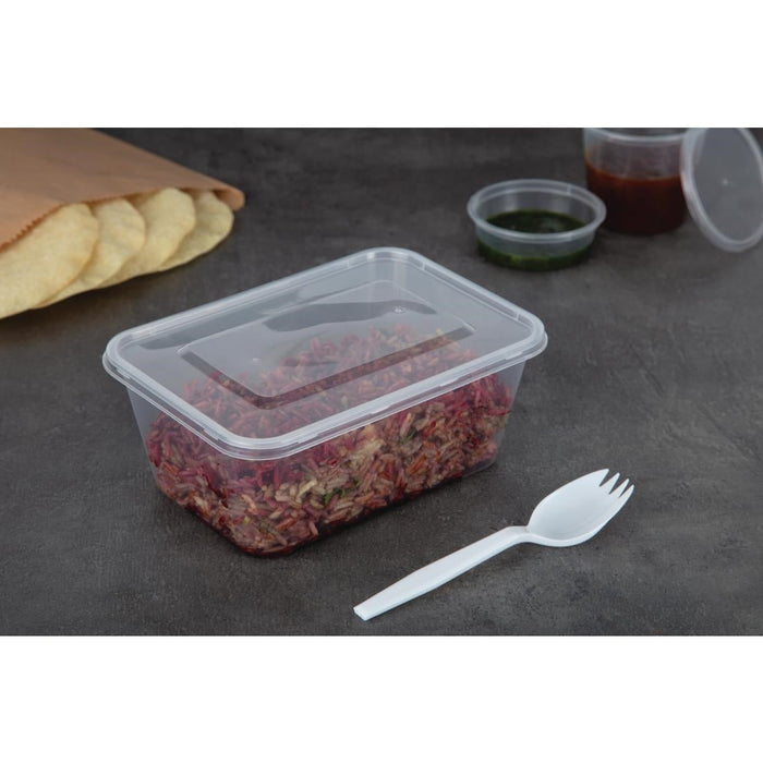 Fiesta Recyclable Plastic Microwavable Containers with Lid Large 1000ml (250 Pack) Fiesta Recyclable