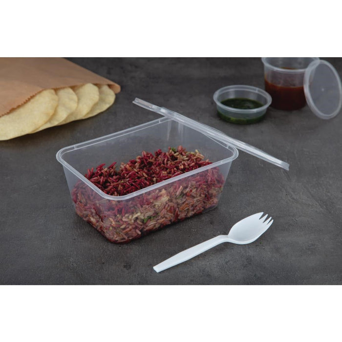 Fiesta Recyclable Plastic Microwavable Containers with Lid Large 1000ml (250 Pack) Fiesta Recyclable