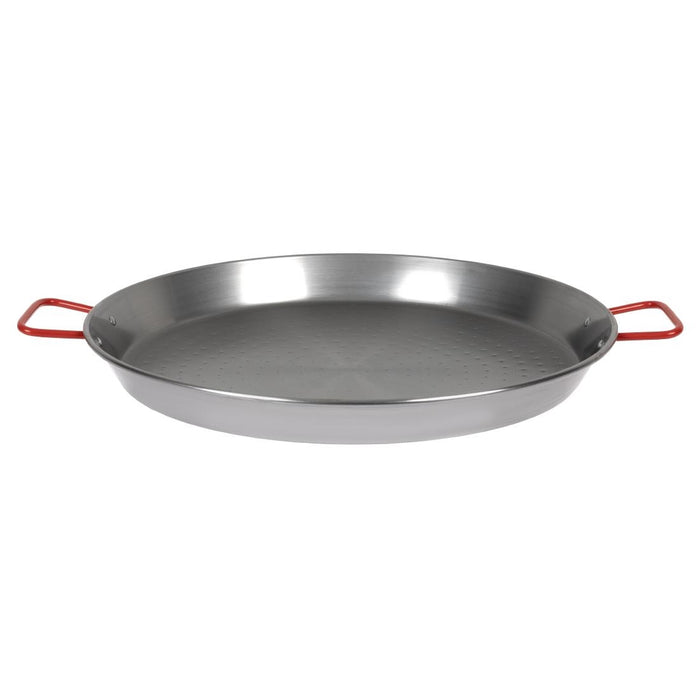 Size:46cm. Material: Carbon steel. Serves 8. Suitable for 300mm or 400mm gas paella burners or open fire.