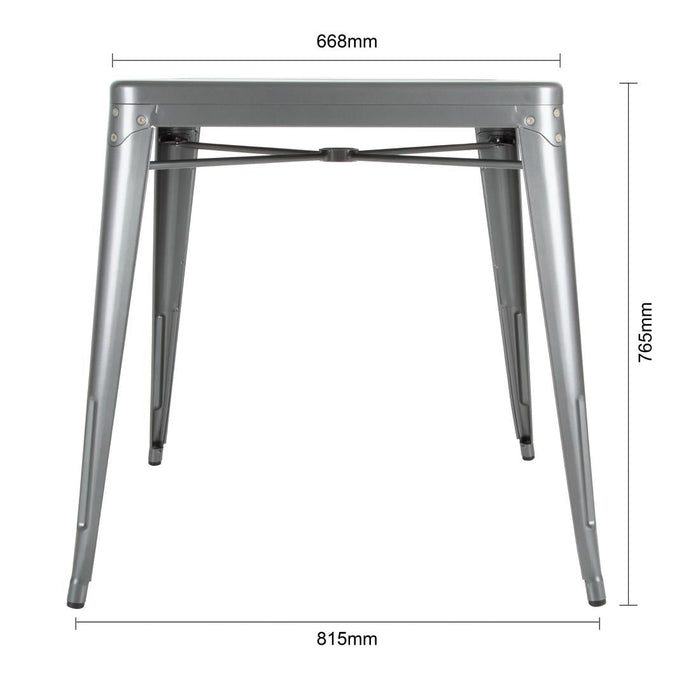Bolero Bistro Square Steel Table Gun Metal 668mm Bolero