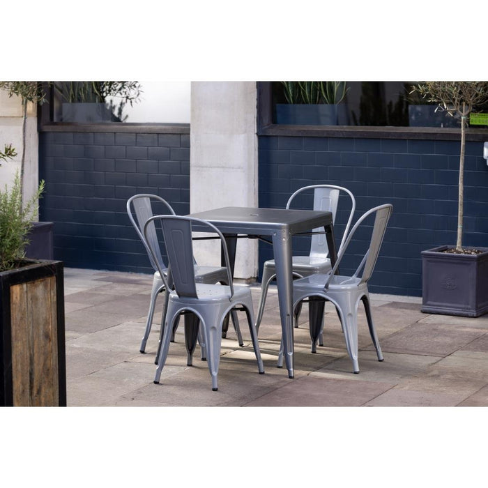 Bolero Bistro Steel Side Chairs Grey (4 Pack) Bolero