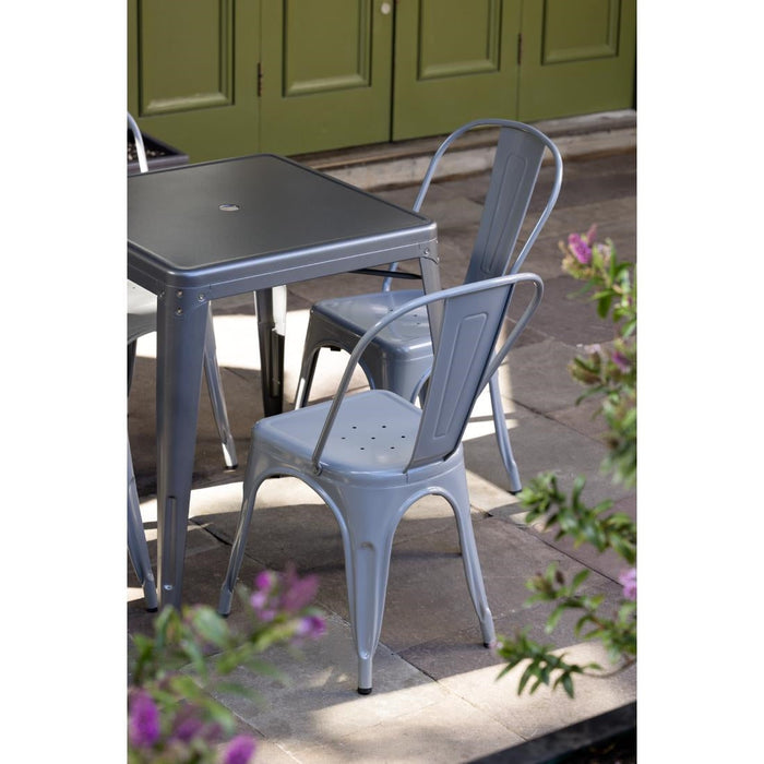 Bolero Bistro Steel Side Chairs Grey (4 Pack) Bolero