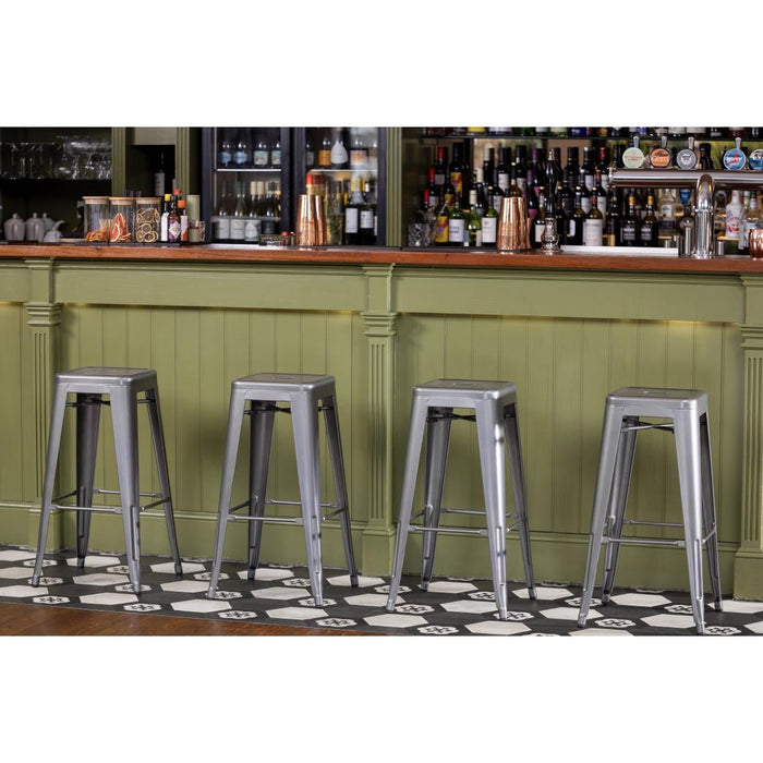 Bolero Bistro Steel High Stool Gun Metal (4 Pack) Bolero