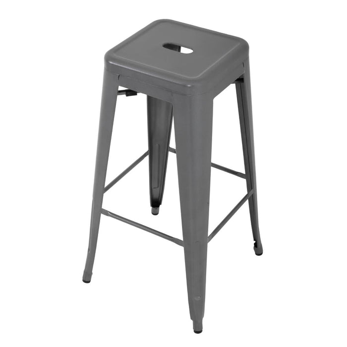Bolero Bistro Steel High Stool Gun Metal (4 Pack) Bolero