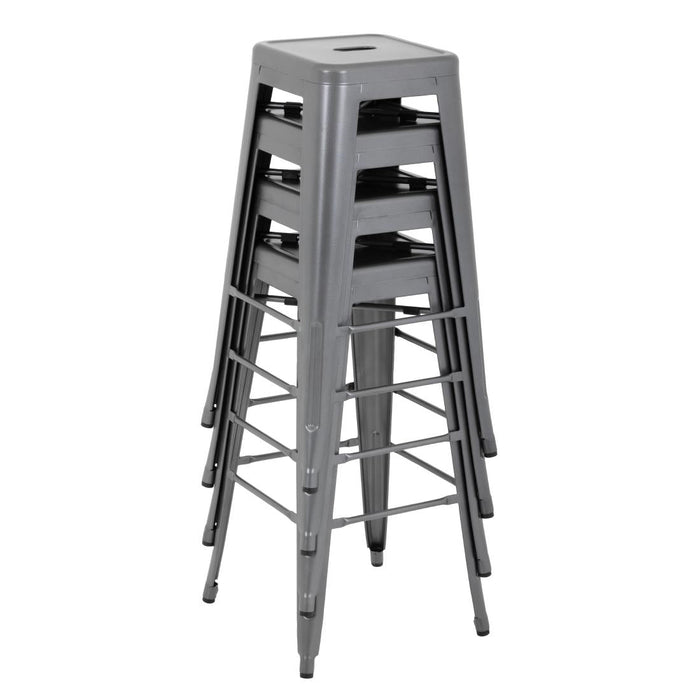 Bolero Bistro Steel High Stool Gun Metal (4 Pack) Bolero