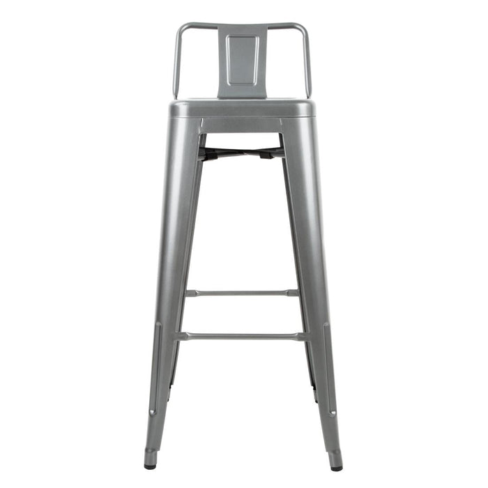 Bolero Bistro High Stool With Backrest Gun Metal (4 Pack) Bolero