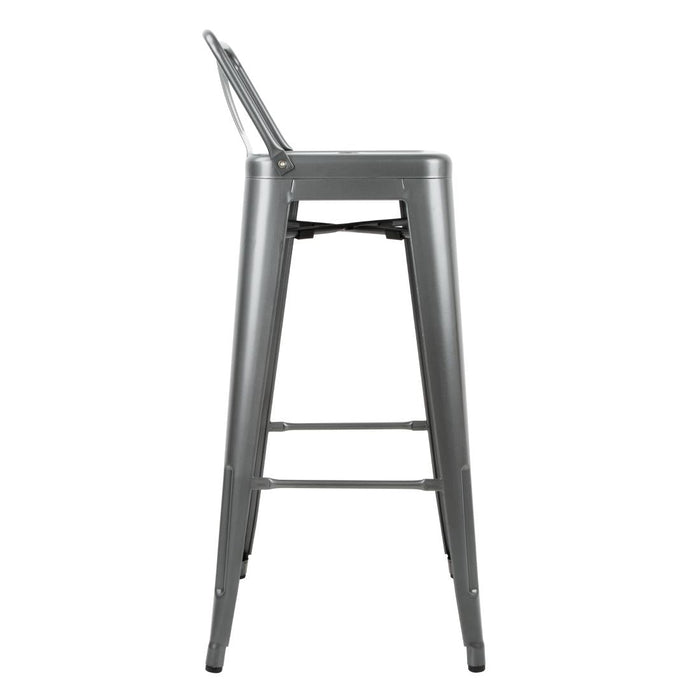 Bolero Bistro High Stool With Backrest Gun Metal (4 Pack) Bolero