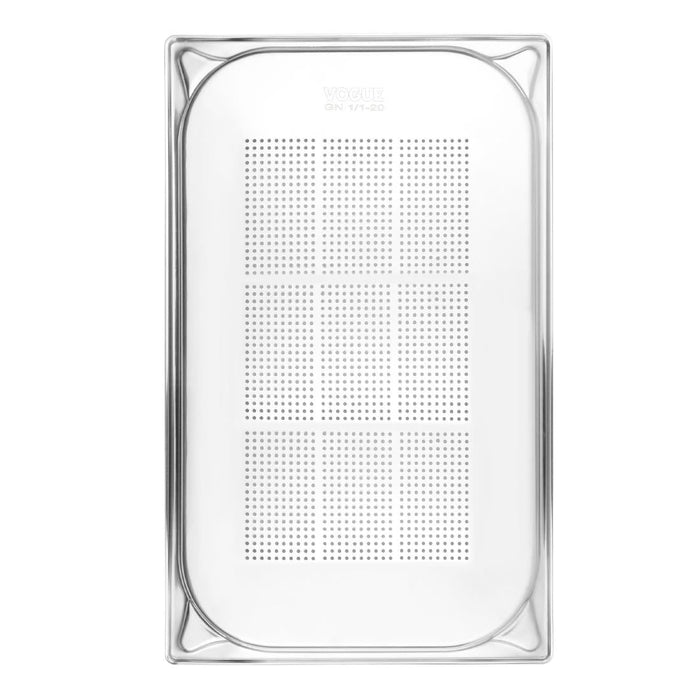 Vogue Stainless Steel Heavy Duty Perforated 1/1 Gastronorm Tray 20mm Vogue