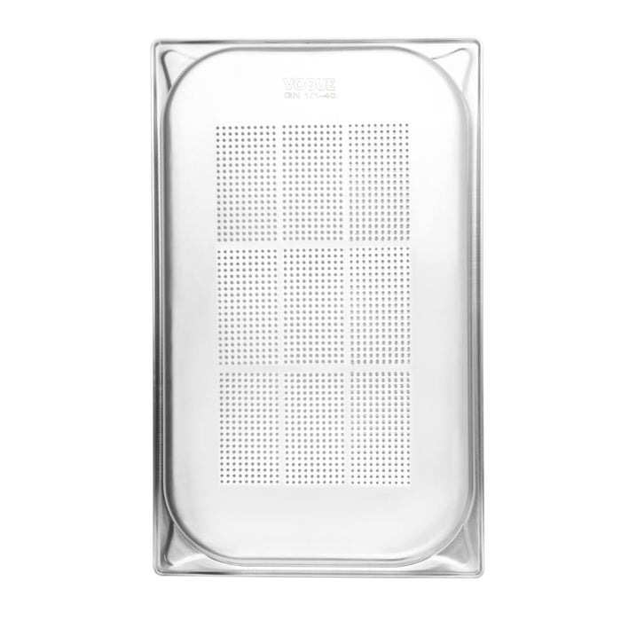 Vogue Stainless Steel Heavy Duty Perforated 1/1 Gastronorm Tray 40mm Vogue