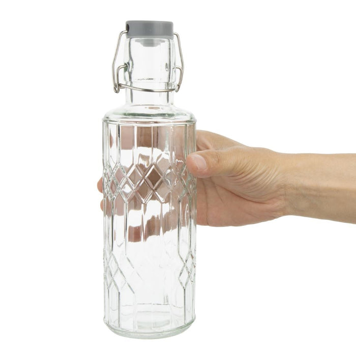 Olympia Geo Glass Water Bottle with Stopper 640ml (6 Pack) Olympia