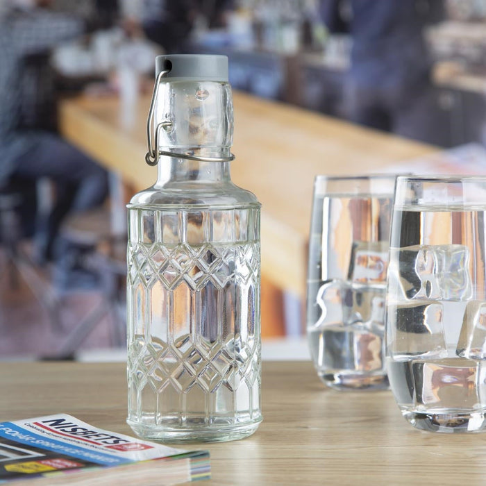 Olympia Geo Glass Water Bottle with Stopper 380ml (6 Pack) Olympia