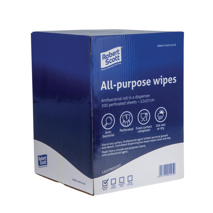 Robert Scott All-Purpose Antibacterial Cleaning Cloths Blue (200 Pack) Robert Scott