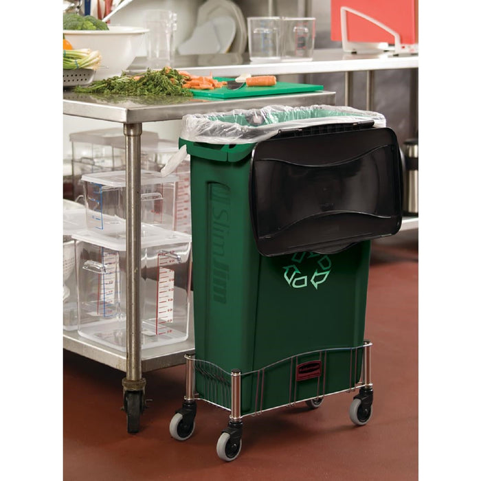 Rubbermaid Slim Jim with Venting Channels Green with Recycling Logo 87Ltr Rubbermaid