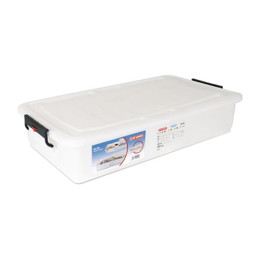 Capacity: 40Ltr. Material: Polypropylene. Includes lid and coloured clips