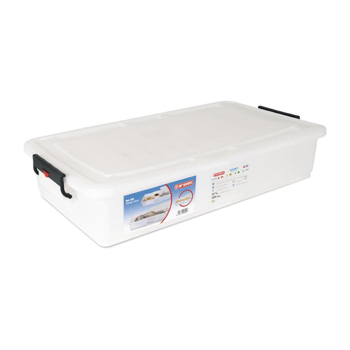 Capacity: 40Ltr. Material: Polypropylene. Includes lid and coloured clips