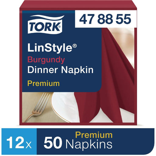 Tork Premium Linstyle Dinner Napkin Burgundy 40x40cm 1/4 Fold (600 Pack) Tork