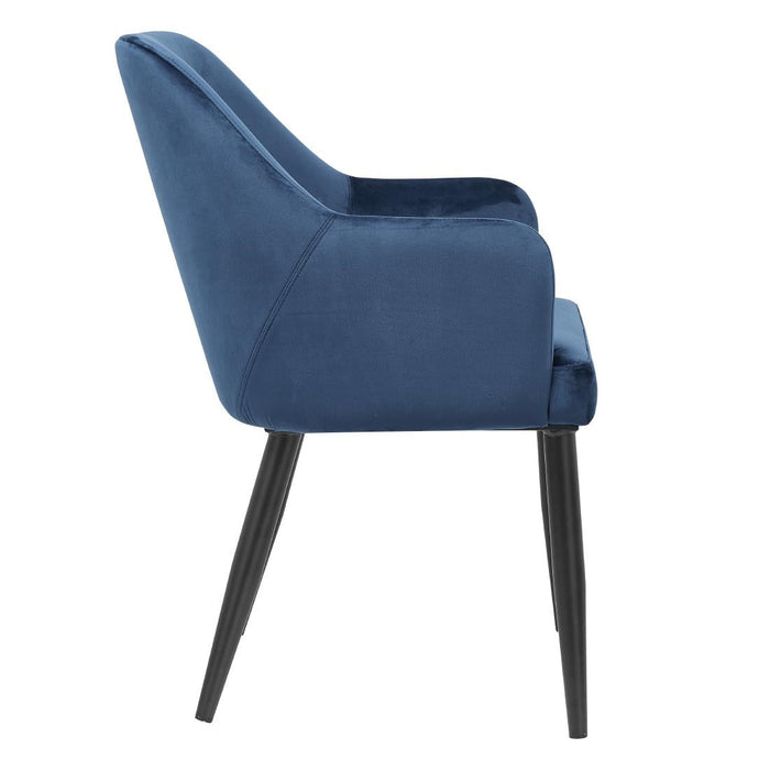 Bolero Lia Velvet Effect Chairs Dark Navy (2 Pack) Bolero