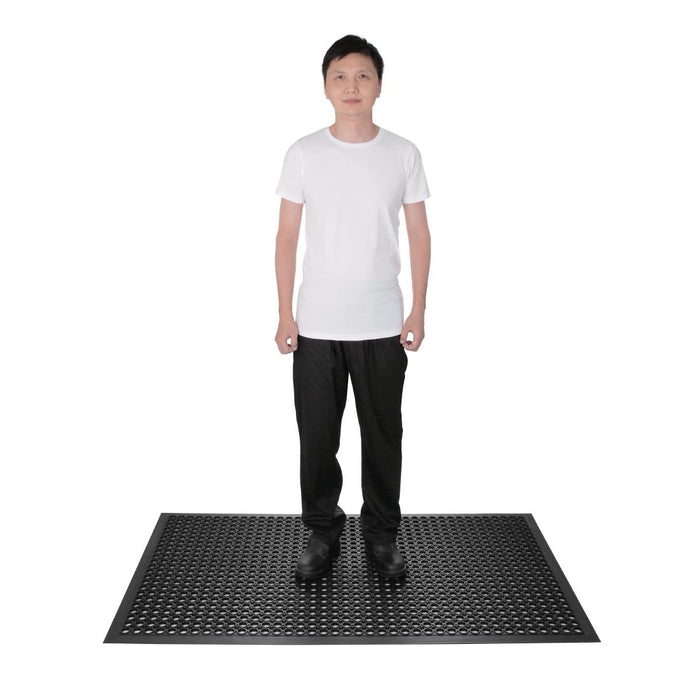 Jantex Rubber Anti Fatigue Anti Slip Floor Safety Mat Black 1500 x 900mm Jantex