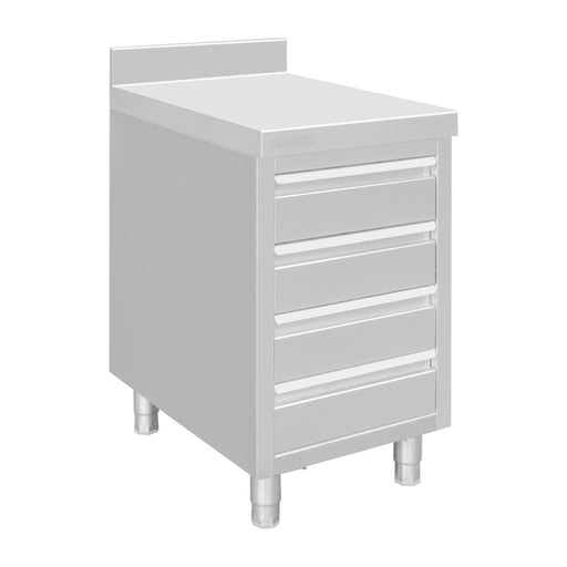 Vogue Stainless Steel 4 Drawer Workstation with 100mm Upstand Vogue