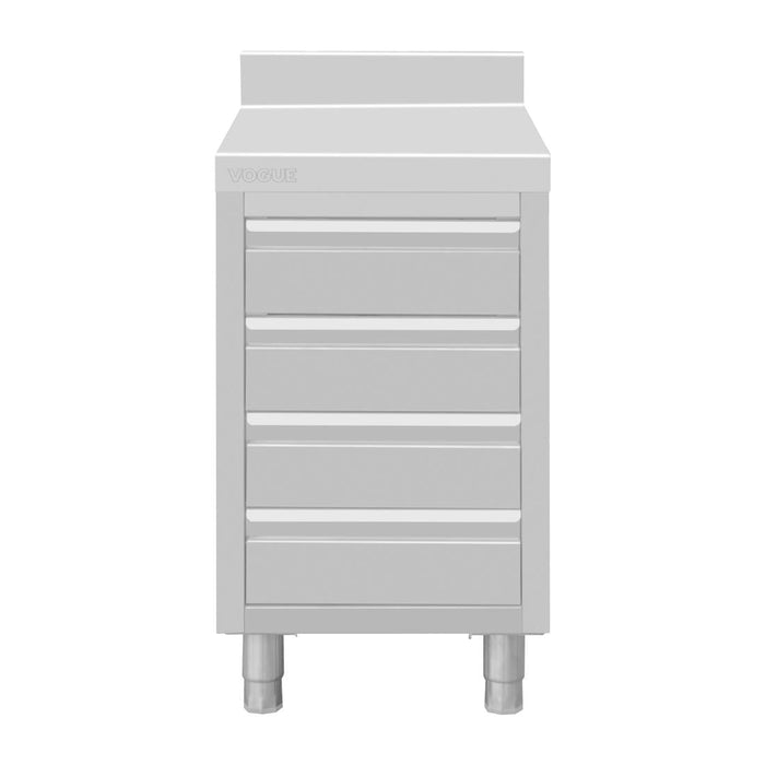 Vogue Stainless Steel 4 Drawer Workstation with 100mm Upstand Vogue