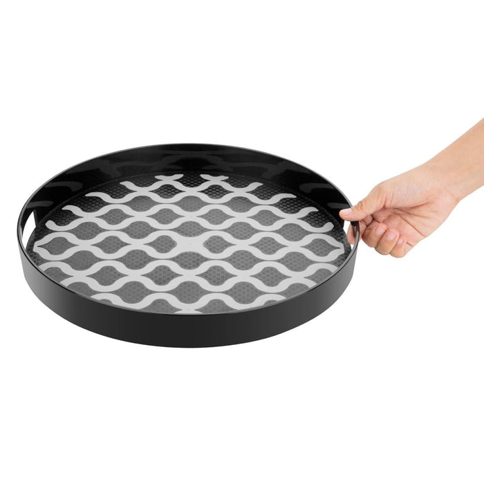 Olympia Kristallon PC Round Non Slip Tray With Handles 355mm Olympia