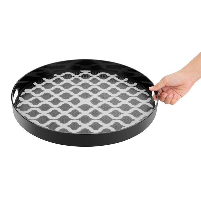 Olympia Kristallon PC Round Non Slip Tray With Handles 405mm Olympia