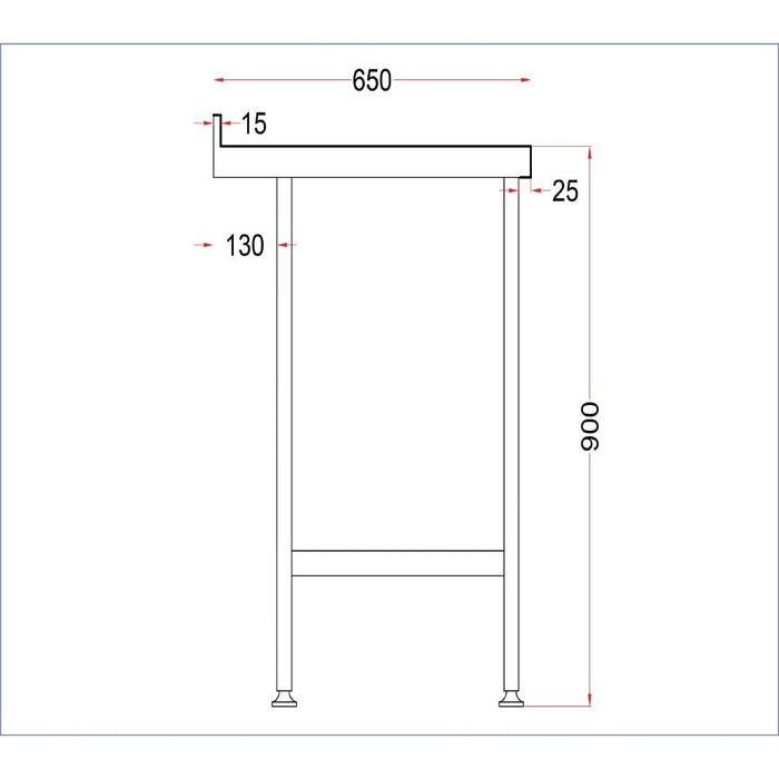 Vogue Stainless Wall Table with Upstand 1800mm Vogue