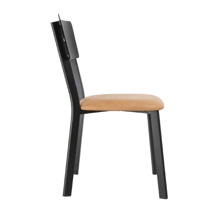 Bolero Metal & PU Side Chair Vintage Camel (4 Pack) Bolero