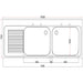 Vogue Fully Assembled Stainless Steel Sink Left Hand Drainer 1800mm Vogue