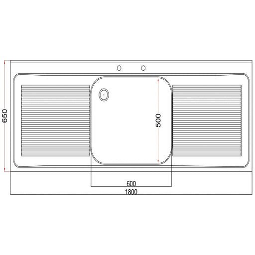 Vogue Stainless Steel Sink Double Drainer 1800mm Vogue