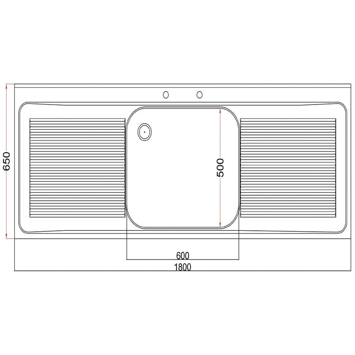 Vogue Stainless Steel Sink Double Drainer 1800mm Vogue