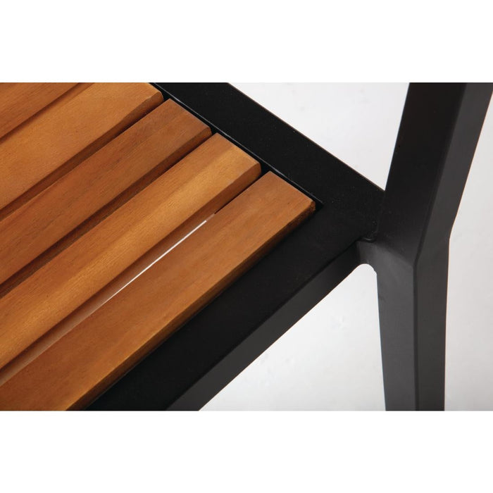 Bolero Steel & Acacia Side Chairs (4 Pack) Bolero