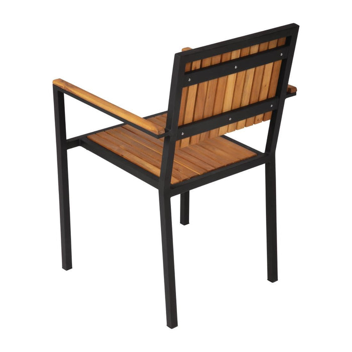Bolero Steel & Acacia Armchair (4 Pack) Bolero