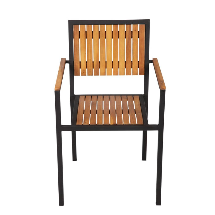 Bolero Steel & Acacia Armchair (4 Pack)