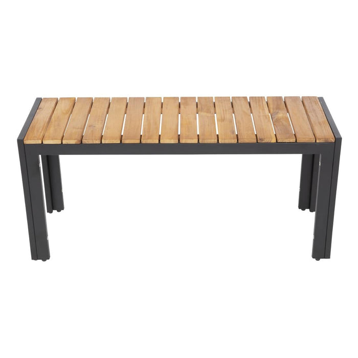 Bolero Rectangular Steel and Acacia Benches 1000mm (2 Pack) Bolero