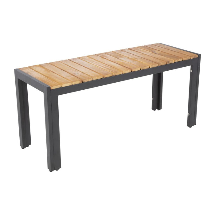 Bolero Rectangular Steel and Acacia Benches 1000mm (2 Pack) Bolero