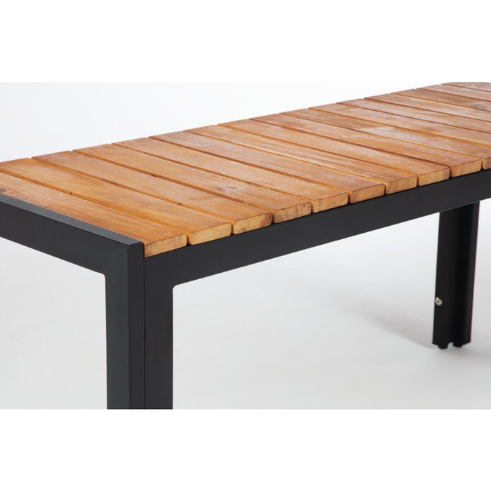 Bolero Rectangular Steel and Acacia Benches 1000mm (2 Pack) Bolero