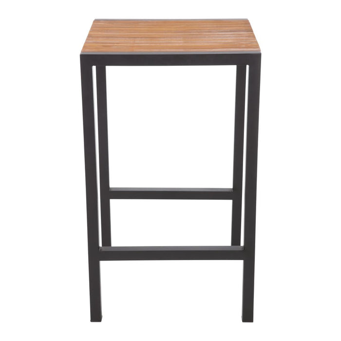Bolero Square Steel and Acacia Bar Table 600mm Bolero