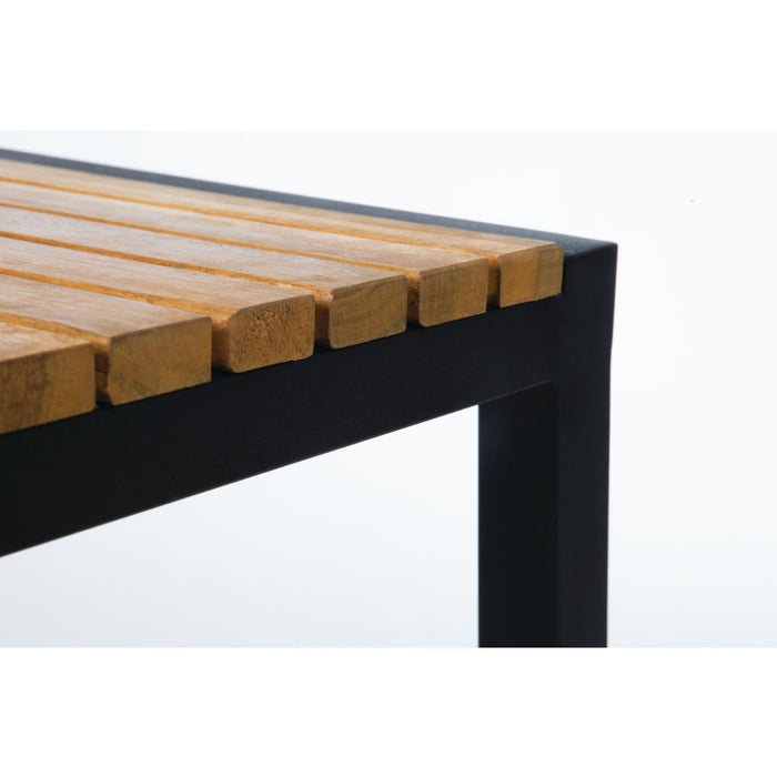 Bolero Black Steel & Acacia Wood Bar Stools (2 Pack) Bolero