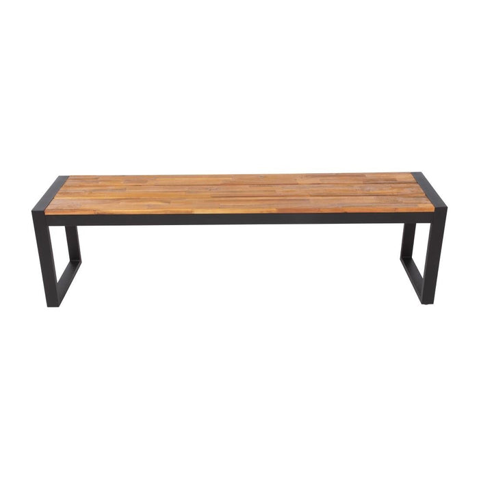 Bolero Acacia Wood and Steel Industrial Benches 1600mm (2 Pack)