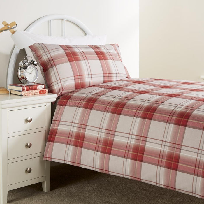 Essentials Chatsworth Hardwick Taupe/Connel Claret Duvet Cover - Single